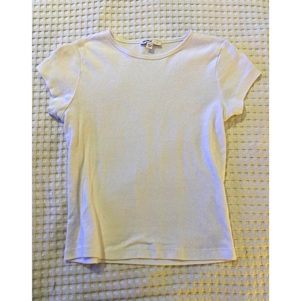 Women’s White Crew Neck Short Sleeve Basic Cotton T-Shirt EVC Size M